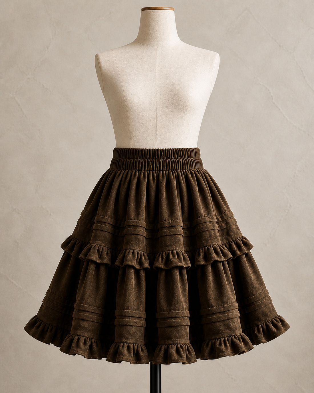 Brown Ruffle Mini Skirt