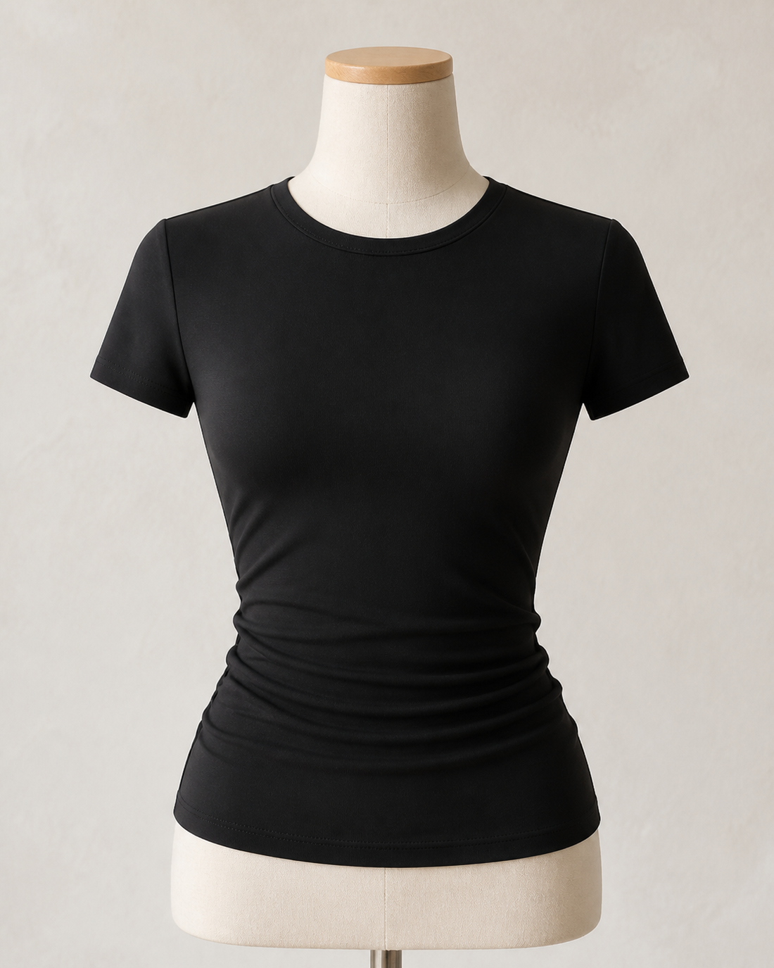 Black Ruched Baby Tee