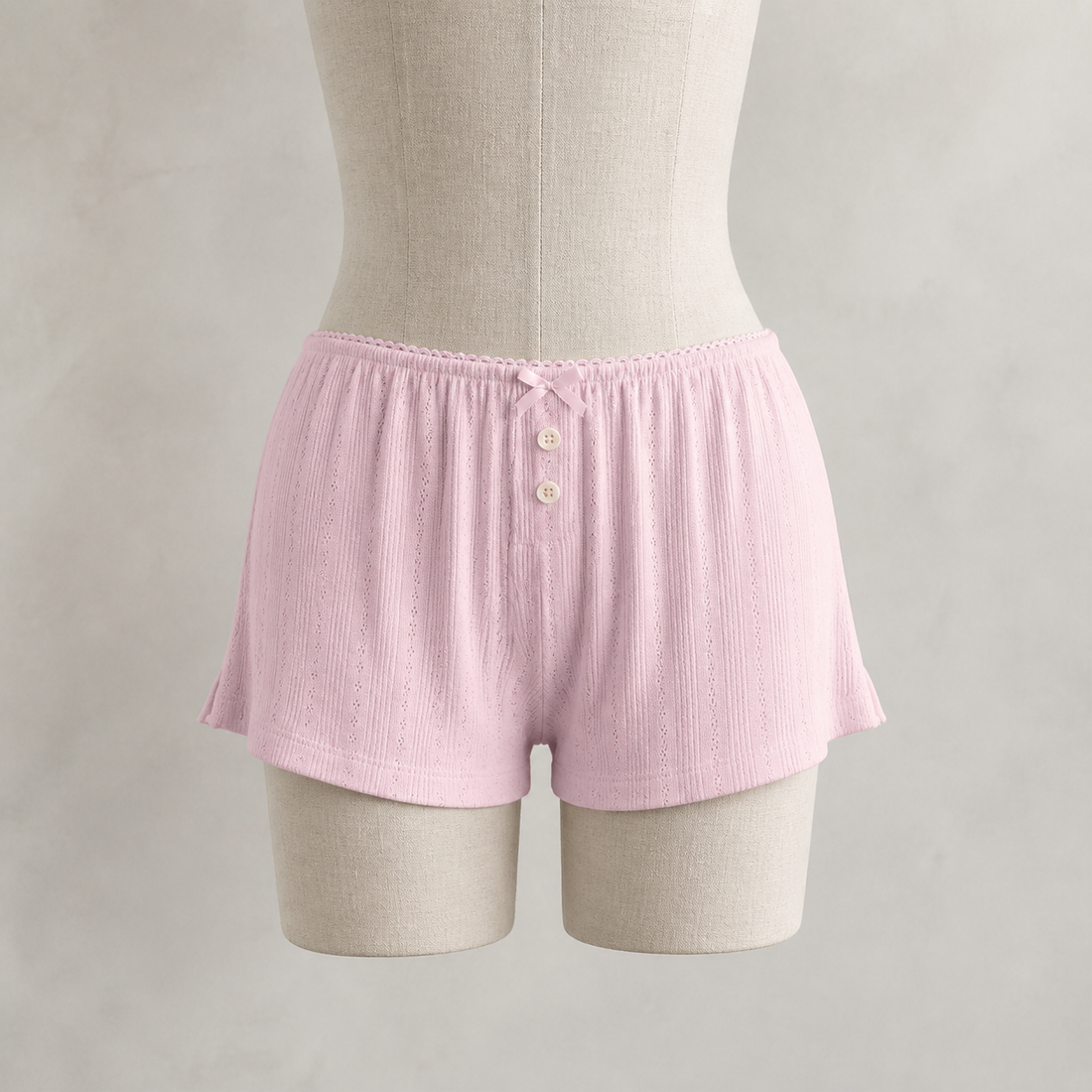 Blush Pointelle Knit Shorts