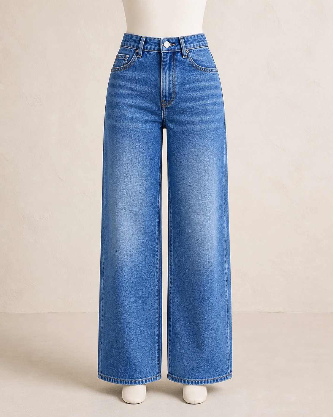 Mid Blue Wide-Leg Jeans